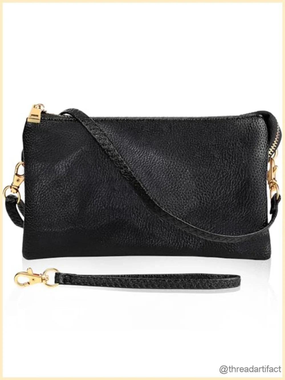 Vegan Leather Convertible Crossbody Wristlet Purse with Detachable Straps